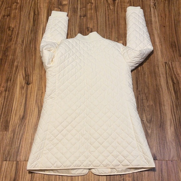 Talbots women’s large 12 14 coat jacket Cream beige Quilted Puffer light NWOT - Picture 3 of 10
